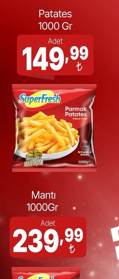 Superfresh Parmak Patates 1000 Gr