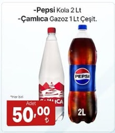 Pepsi Kola 2 Lt Ve Çamlıca Gazoz 1 Lt