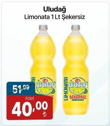 Uludağ Limonata 1 Lt Şekersiz