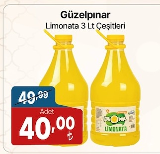 Güzelpınar Limonata 3 Lt Çeşitleri