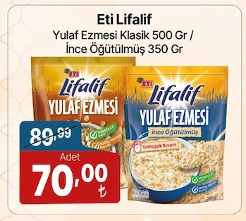 Eti Lifalif Yulaf Ezmesi Klasik 500 Gr / İnce Öğütülmüş 350 Gr