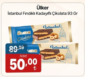 Ülker İstanbul Fındıklı Kadayıflı Çikolata 93 Gr