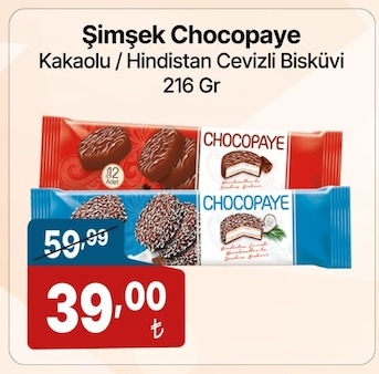 Şimşek Chocopaye Kakaolu / Hindistan Cevizli Bisküvi 216 Gr
