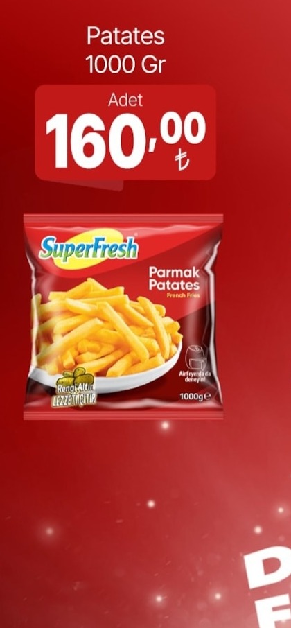 Superfresh Parmak Patates 1000 Gr
