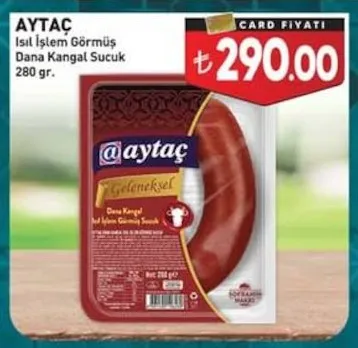 Aytaç Isıl İşlem Görmüş Dana Kangal Sucuk 280 Gr.