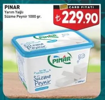 Pınar Yarım Yağlı Süzme Peynir 1000 Gr.