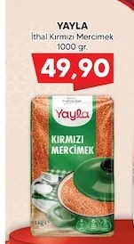 Yayla İthal Kırmızı Mercimek 1000 Gr.