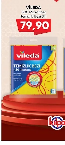 Vileda %30 Mikrofiber Temizlik Bezi 3'Lü