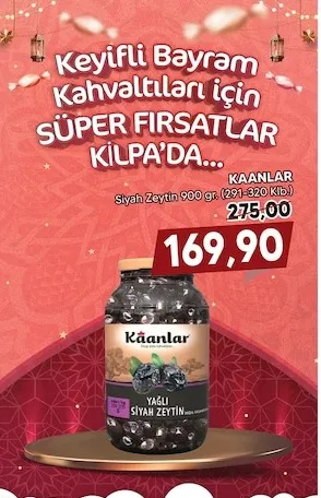 Kaanlar Siyah Zeytin 900 Gr. (291-320 Kb.)