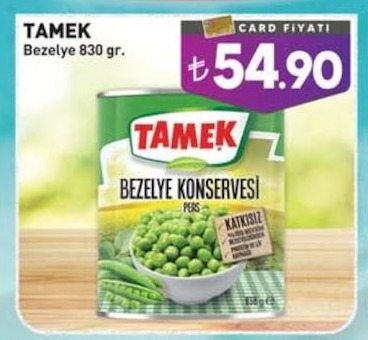 Tamek Bezelye 830 Gr