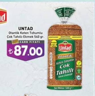 Untad Otantik Keten Tohumlu Çok Tahıllı Ekmek 540 Gr.
