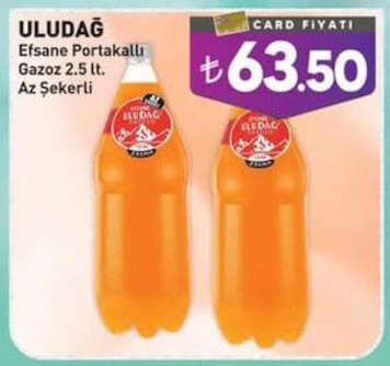 Uludağ Efsane Portakallı Gazoz 2.5 Lt. Az Şekerli