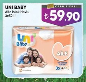 Uni Baby Aile Islak Havlu 3X52'Li