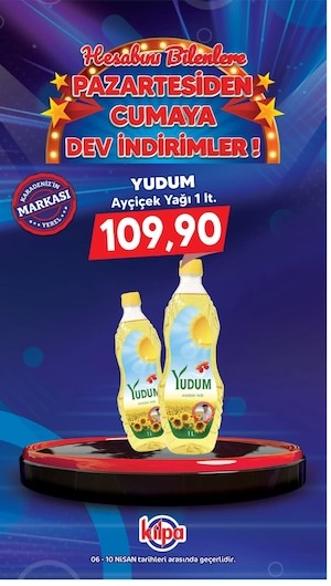 Yudum Ayçiçek Yağı 1 Lt.