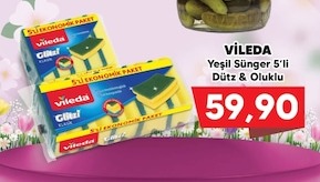 Vileda Yeşil Sünger 5'Li Düz & Oluklu