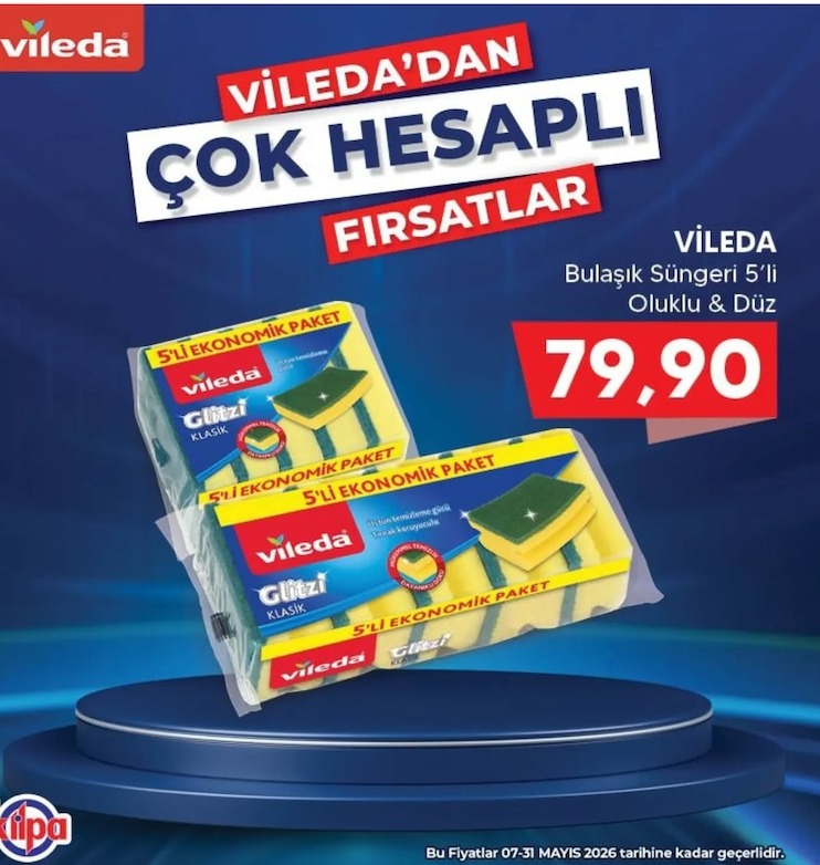 Vileda Bulaşık Süngeri 5'Li Oluklu & Düz