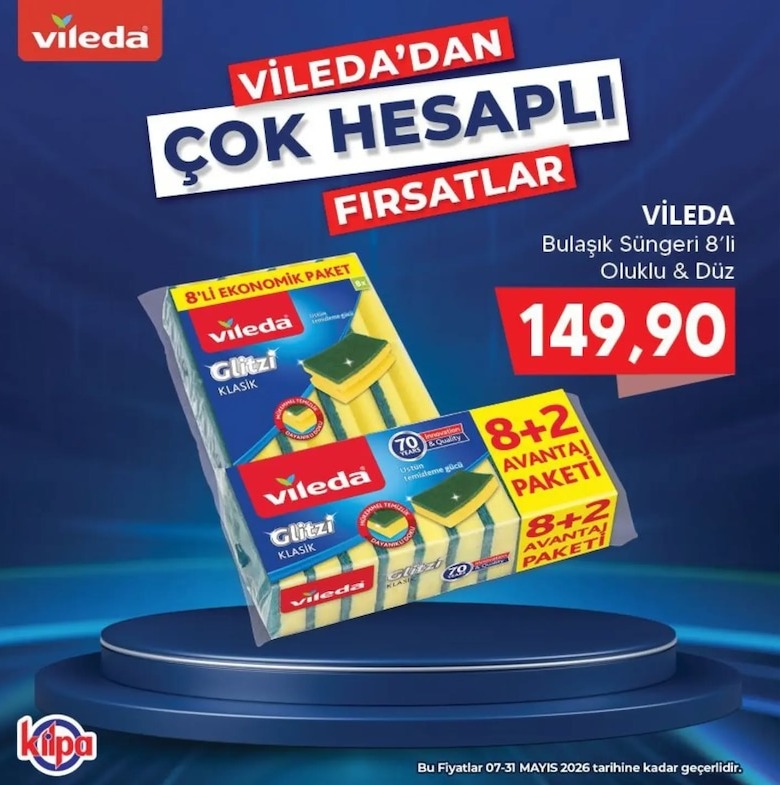 Vileda Bulaşık Süngeri 8'Li Oluklu & Düz