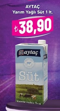 Aytaç Yarım Yağlı Süt 1 Lt