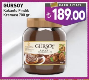 Gürsoy Kakaolu Fındık Kreması 700 Gr.