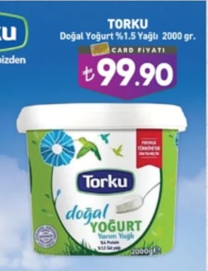 Torku Doğal Yoğurt %1.5 Yağlı 2000 G.
