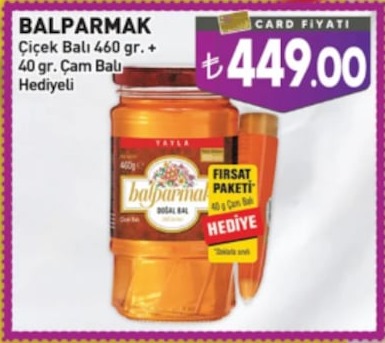 Balparmak Çiçek Balı 460 Gr. + 40 Gr. Çam Balı Hediyeli