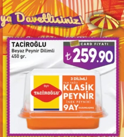 Taciroğlu Beyaz Peynir Dilimlim 450 Gr.