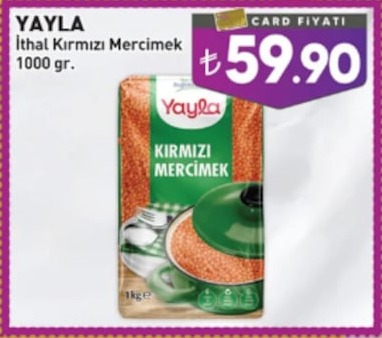 Yaylı İthal Kırmızı Mercimek 1000 Gr.