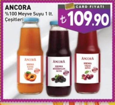 Ancora %100 Meyve Suyu 1 Lt Çeşitleri