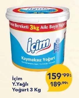 İçim Y.Yağlı Yoğurt 3 Kg