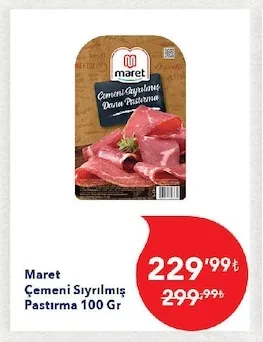 Maret Çemeni Sıyrılmış Pastırma 100 Gr