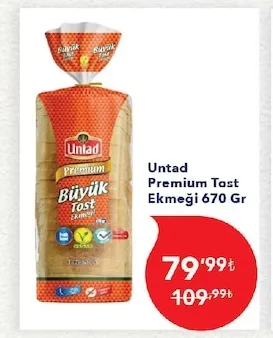 Untad Premium Tost Ekmeği 670 Gr