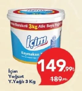 İçim Yoğurt Y.Yağlı 3 Kg