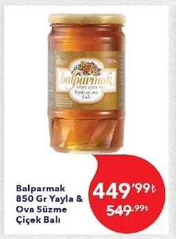 Balparmak 850 Gr Yayla & Ova Süzme Çiçek Balı