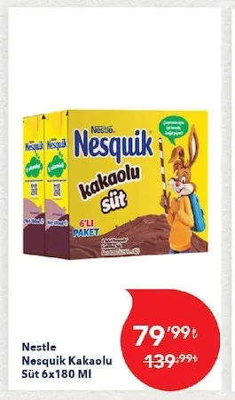 Nestle Nesquik Kakaolu Süt 6X180 Ml