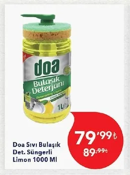 Doa Sıvı Bulaşık Det. Süngerli Limon 1000 Ml