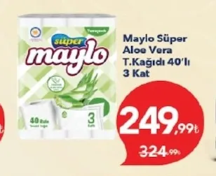 Maylo Süper Aloe Vera Tuvalet Kağıdı 40'Lı 3 Kat