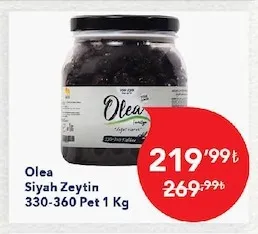 Olea Siyah Zeytin 330-360 Pet 1 Kg