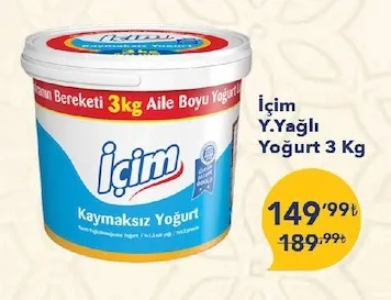 İçim Y.Yağlı Yoğurt 3 Kg
