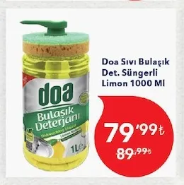 Doa Sıvı Bulaşık Det. Süngerli Limon 1000 Ml
