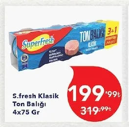 S.Fresh Klasik Ton Balığı 4X75 Gr