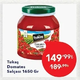 Tukaş Domates Salçası 1650 Gr