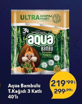 Aqua Bambulu T.Kağıdı 3 Katlı 40'Lı