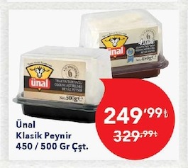 Ünal Klasik Peynir 450 / 500 Gr Çşt.
