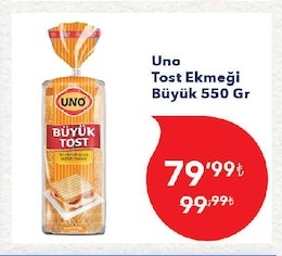 Uno Tost Ekmeği Büyük 550 Gr