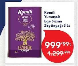 Komili Yumuşak Ege Sızma Zeytinyağı 3 Lt