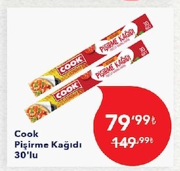 Cook Pişirme Kağıdı 30'Lu