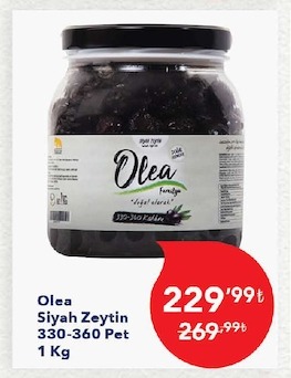 Olea Siyah Zeytin 330-360 Pet 1 Kg