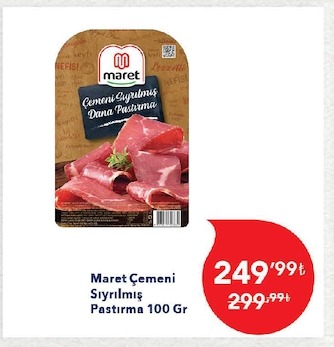Maret Çemeni Sıyrılmış Pastırma 100 Gr
