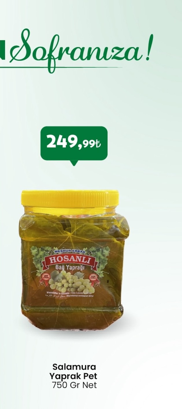 Salamura Yaprak Pet 750 Gr Net