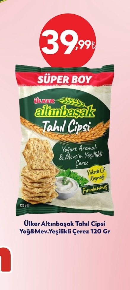 Ülker Altinbaşak Tahil Cipsi Yoğurt Aromalı & Mevsim Yeşillikli Çerez 120 Gr